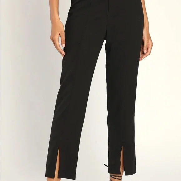 Lulu’s Endearing Romance Black Slim Leg Trouser Pants - Picture 2 of 7